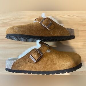 Birkenstock Boston Clog Mink - Congac Brown Shearling Size 38/Narr Women’s 7/7.5